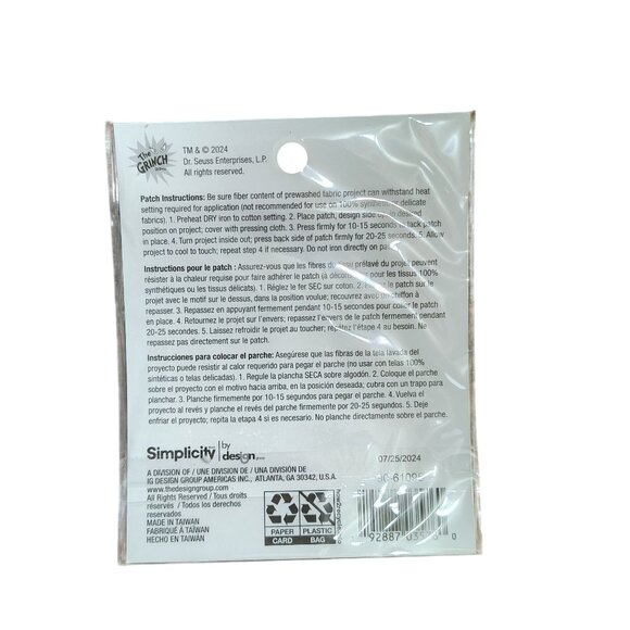 The Grinch Christmas Set Of 3 Iron-On Patches By Simplicity - Picture 5 of 5